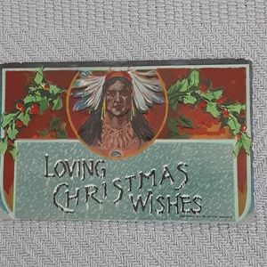 Vintage Christmas postcard with Indian